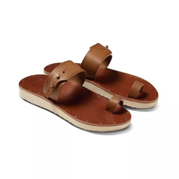 NEW BEEK Cognac Leather Whistler Toe Ring Sandals Cognac for women 257 5T2 - Picture 5 of 5